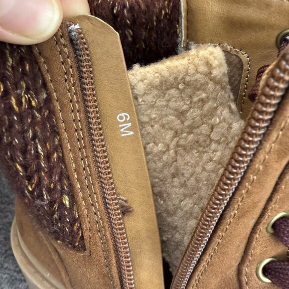 ✅Pop Collateral Boots Womens 6M Brown Faux Leather Block Heel Side Zip Shoes - Picture 3 of 10